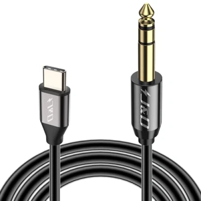 Immagine di J&amp;D USB C a 6,35 mm 1/4 di pollice TRS maschio Cavo audio adattatore Stereo per iPhone 15/15 Plus/15 Pro/15 Pro Max, Galaxy S23/S23+/S23 Ultra/S22/S22+/S22 Ultra, AMP, altoparlante, mixer, 2 M