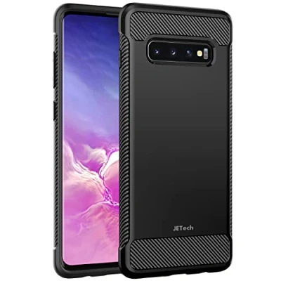 Immagine di JETech Ultra Sottile Cover Compatibile con Samsung Galaxy S10+ Plus, Magro Cellulare Custodia Assorbimento Degli Urti e Progettare in Fibra di Carbonio (Nero)