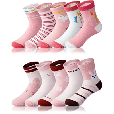 Immagine di Adorel Calzini Calze Divertenti Cotone Bambina 10 Paia Coniglietto e Cavallo Rosa 27 30 (Dimensioni del produttore L)