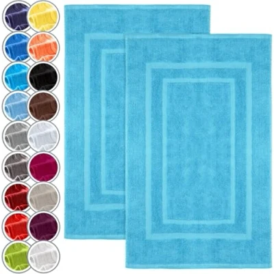 Immagine di NatureMark Confezione da 2 tappetini bagno e doccia, in 100% cotone, 50 x 80 cm, di colore Turchese