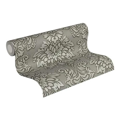 Immagine di Livingwalls 368985 Carta da parati in tessuto non tessuto, con glitter, Beige Grau Metallic, 10,05 x 0,53 m