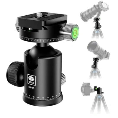 Immagine di SIRUI Testa a Sfera per Treppiede Fotocamera, Doppia Panoramica 360 con in Metallo da 36mm e Piastra Sgancio Rapido 1/4&quot; Videocamera, Monopiede, Carico Massimo 20kg, KH 20