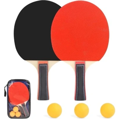 Immagine di Set di Racchette da Ping Pong,Set Tennis Tavolo con 2 E 3 Palline,Set Pong Tasca per Dilettanti Principianti Professionisti