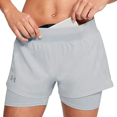 Immagine di Under Armour Qualifier Speedpocket 2 In 1 Short Corto, Donna, Grigio, MD
