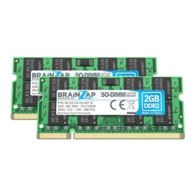 Immagine di BRAINZAP RAM da 4 GB DDR2 SO DIMM PC2 5300S 2Rx8 667 MHz 1,8 V CL5 memoria di per laptop (2 X 2 GB)