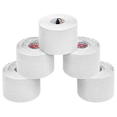 Immagine di ALPIDEX 5 Rotoli Nastro Kinesiologico m x 5,0 cm Tanti Colori E Book Esempi Applicazione Tape Muscolare Cerotto, Colore:bianco