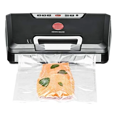 Immagine di Rommelsbacher VAC 485 TOP Macchina sottovuoto con scomparto per rotolo e coltello da taglio nero/argento (versione tedesca)