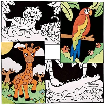 Immagine di Baker Ross FC906 Immagini di Animali della Giungla con Contorno Velluto Set 10, Attività Manuali per Bambini