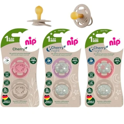 Immagine di nip Cherry ciuccio lattice naturale Day &amp; Night, 6 pezzi (2 x + 4 Night), made in Germany