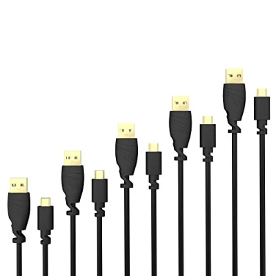 Immagine di KabelDirekt 5 x 1m Cavo Micro USB (USB 2.0, connettore a B, per la Carica e Sincronizzazione, Nero), TOP Series