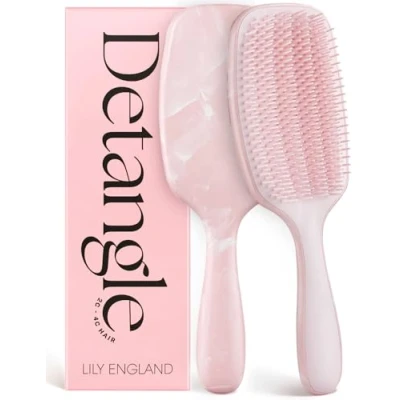 Immagine di Spazzola Capelli Ricci Lily England per Districare &amp; Modellare Districante Indolore Bagnati Asciutti con Setole Flessibili Ideale Donne 3c 4c, Rosa