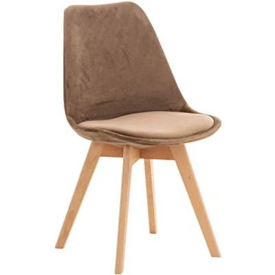 Immagine di CLP Sedia da pranzo Linares Plastic I Tessuto Velluto Corda Aspetto pelle Poltrona con struttura in legno, Colore:marrone, Materiale:Velluto