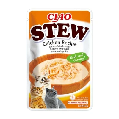 Immagine di INABA CIAO Stufato di Pollo, Cibo Umido per Gatti Sano e Cremoso con Straccetti Pollo Senza Conservanti o Coloranti Artificiali, Grain Free 1 x 40gr