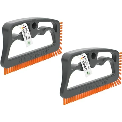 Immagine di FUGINATOR® Set di 2 spazzole per fughe in grigio/arancione spazzola la Pulizia delle bagno, WC, cucina, ecc. piastrelle e pavimenti Pratica