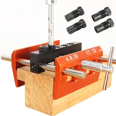 Immagine di O&#039;Skool Kit per tasselli autocentranti con guida alla perforazione, set di boccole in legno grande capacità dosaggio Jig Puncher Locator Joint Tool