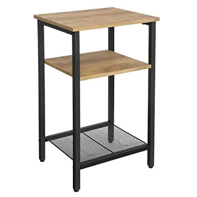 Immagine di VASAGLE Tavolino da Salotto, Comodino con 3 Ripiani, Struttura Resistente in Acciaio, Soggiorno Camera Letto, Assemblaggio Semplice, Marrone Miele e Nero, Legno ingegnerizzato, 34 x 29 58 cm