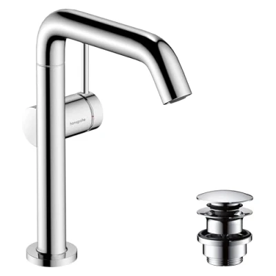 Immagine di hansgrohe Tecturis S Rubinetto per Lavabo con Push Open, Risparmio Energetico (Coolstart), Miscelatore Idrico (Ecosmart) Altezza Bocca 210 Mm, Cromo