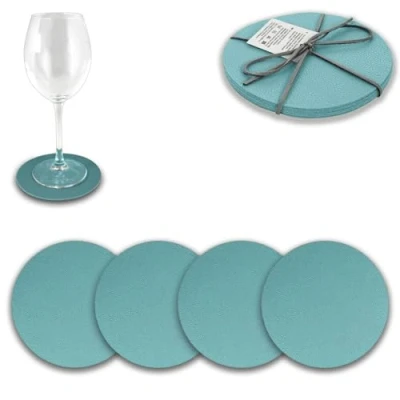 Immagine di ARCA, Set di 4 Sottobicchieri in Similpelle, per Persone, Ideali la Tavola, Resistenti e Duraturi, Colore Tiffany, Diametro 12,5 cm