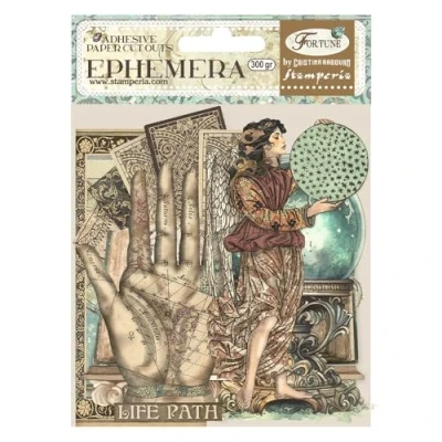 Immagine di Stamperia Ephemera per scrapbooking, albums, card making, bullet journalling and more adhesive paper, easy to apply, Perfect for hobby, artigianato, gifting (Fortune) (33 pezzi)