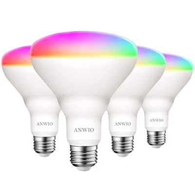 Immagine di ANWIO Lampadina LED Smart Wifi RA80 Attacco E27,9W Equivalenti a 60W,806Lm,Forma PAR38,Compatibile con Alexa,Echo e Google Assistant,Intelligente Dimmerabile,Controllo Remoto App,Pacco da 4