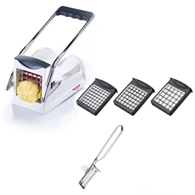 Immagine di Westmark Affetta Patate con Pelapatate, 2 Pezzi, Set 3 Inserti Taglienti per Frutta e Verdura Easy Stix Pelapatate Famos, 118022E7