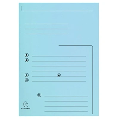 Immagine di Exacompta Cod. 334006E Confezione da 25 cartelline rigide stampate con 2 alette SUPER 210 g/m² Colori pastello certificati PEFC™ dimensioni 24 x 32cm per documenti formato A4 colore azzurro