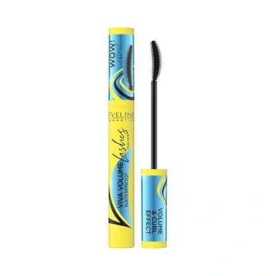 Immagine di Eveline Cosmetics Viva Full Lashes Mascara Waterproof Volumizzante Formula Lunga Durata con Spazzola in Silicone per Allungare e Infoltire 10ml