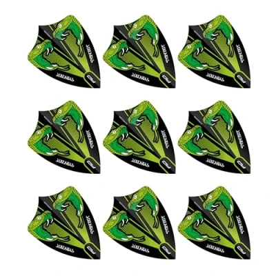Immagine di RED DRAGON Hardcore Peter Wright Snakebite Verde Trasparente Freestyle Dart Flights 3 Set per confezione (9 Freccette in totale)