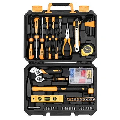 Immagine di Set di Attrezzi 138 Pezzi,DEKO Kit Riparazione Universale con Custodia Plastica,Compresi Chiave, Cacciavite, Metro a Nastro, ecc.