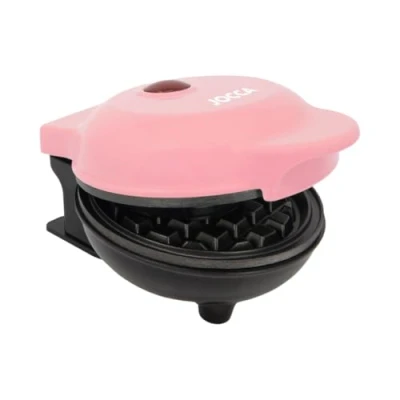 Immagine di Jocca Gofriera Rotonda Rosa 500W Piastre Antiaderenti Gofri in 2 3 Minuti Design Sicuro e Compatto