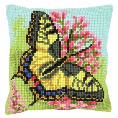 Immagine di Vervaco Schmetterling II Cuscino a Croce prestampato, Cotone, Multicolore, 40 x cm
