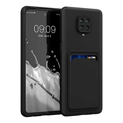 Immagine di kwmobile Custodia Compatibile con Xiaomi Redmi Note 9S / 9 Pro Max Cover Back Case Cellulare Slot Porta Carte Morbida in Silicone TPU nero matt