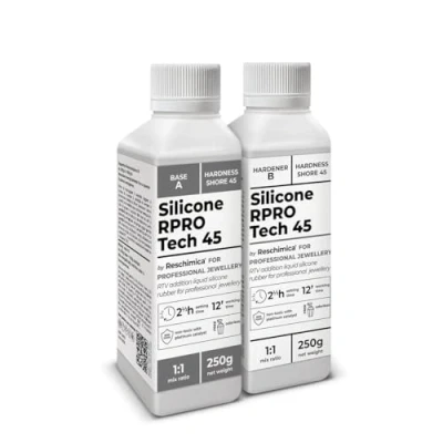 Immagine di Gomma siliconica Traslucida 1:1, R PRO TECH 45, Facile da usare e Atossica, Molto Resistente agli Strappi,Silicone Per stampi il Fai te con Alte proprietà meccaniche (500 gr)