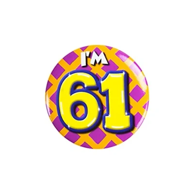 Immagine di PD Party 6014761 Compleanno Distintivo/Spillo Badge Celebrazione Festa I&#039;m 61, Multicolore, 5.5cm Lunghezza x Larghezza 0.5cm Altezza