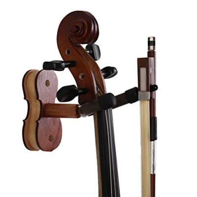 Immagine di gancio per violino in legno duro, palissandro con arco uso domestico e studio a parete