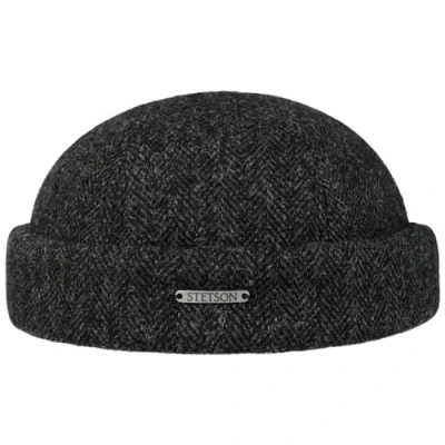 Immagine di Stetson Berretto Docker Lavoy Herringbone Wool Uomo Made in The EU Calotta Beanie Invernale con Risvolto, Docker, Fodera, Chiusura a Strappo Autunno/Inverno Inverno L (58 59 cm) Antracite