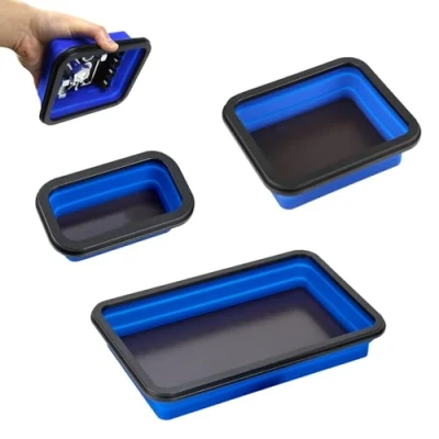 Immagine di 3 pezzi, ciotola magnetica in acciaio inox, piatto magnetico Ø 150 mm, per tenere attrezzi, viti, trapani e chiodi, magnete ad alte prestazioni, guscio ispessito