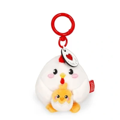 Immagine di Legami Portachiavi Super Soft! a Tema hen, di Peluche, Ciondolo con Messaggio Inciso e Moschettone in Zinco, 7x11 cm