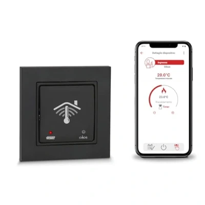 Immagine di VEMER VE796101 OIKOS WiFi INT Cronotermostato su Scatola da Incasso Rotonda (50x50), Termostato Smart con APP, Alexa e Google Home, Programmazione Settimanale, Alimentazione 230V, Grigio