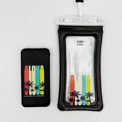 Immagine di Pacchetto Wondee Custodia per cellulare da spiaggia + Power Bank Batteria Esterna Slimmest USB Triple 3A ad alta velocità 10000 MAH.