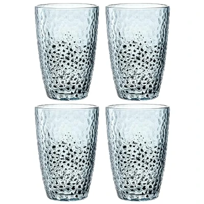Immagine di Leonardo Matera 024384 set di 4 bicchieri in vetro alta qualità con effetto martello, capacità 340 ml, realizzati a mano, lavabili lavastoviglie, robusti, da pezzi, colore: blu