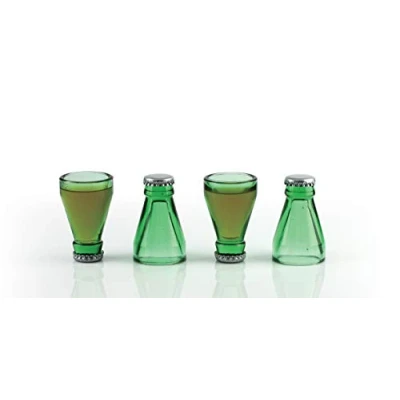 Immagine di Mags Set di 4 Bicchierini da liquore, in Vetro e Metallo, Confezione Regalo, Colore: Verde