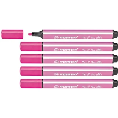 Immagine di Pennarello triangolare con punta ammortizzata STABILO Trio Scribbi Confezione da 5 Rosa