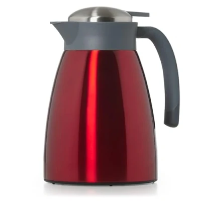 Immagine di Blumtal caraffa termica 1 litro thermos acqua calda senza BPA con sistema di chiusura Quick Tip caffè e tè a prova perdite per un isolamento lunga durata 1l rosso