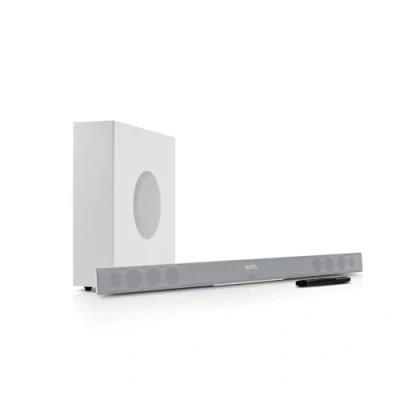 Immagine di Teufel CINEBAR 11 Set 2.1 Soundbar TV Bluetooth con subwoofer 8 altoparlanti per audio surround, HDMI (bianco)