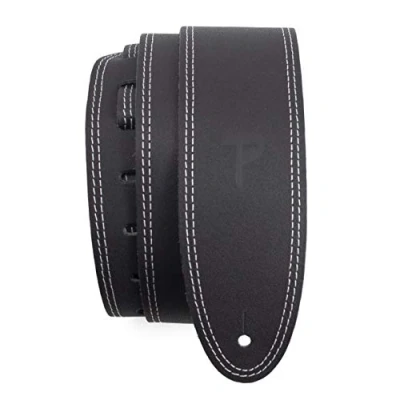 Immagine di Perri&#039;s Leathers Ltd. Tracolla per Chitarra a doppia cucitura Regolabile elettrica, Acustica e Basso Pelle Nero (BDS 175)