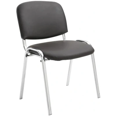 Immagine di CLP Sedia Ospite Ken C Imbottita I Attesa In Similpelle E Metallo Cromato Impilabile Carico Max 120 KG, Colore:marrone