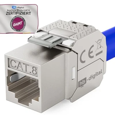 Immagine di hb digital CAT 8.1 Keystone Modulo Connettore 2000 MHz 40 Gbit STP Jack RJ 45 per Patch Panel Ethernet LAN Posa del cavo