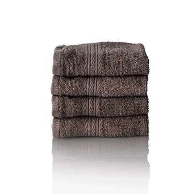 Immagine di ALCLEAR Set di asciugamani in spugna assorbente, 100% cotone ecotex, serie 6 colori e 5 misure, colore: antracite, 4 per ospiti 30 x 50 cm