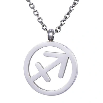 Immagine di Morella Collana da Donna in Acciaio Inox Argento con Ciondolo Segno Zodiacale Sagittario Sacchetto di Velluto